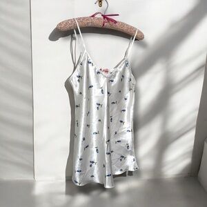 Vintage White and blue Floral slip dress XS/S coquette cottage Fairycore